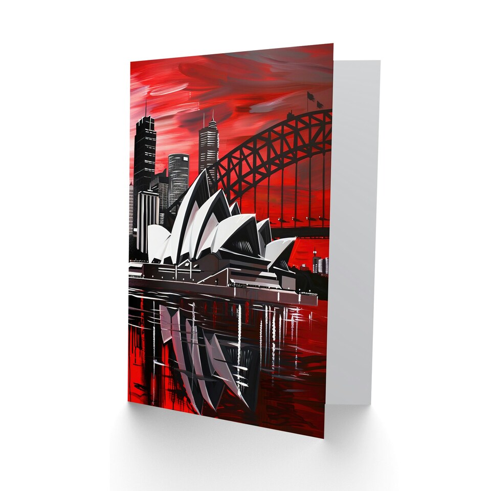 image 1 of Sydney Opera House Dramatic Red Nsw Him Her Birthday Card