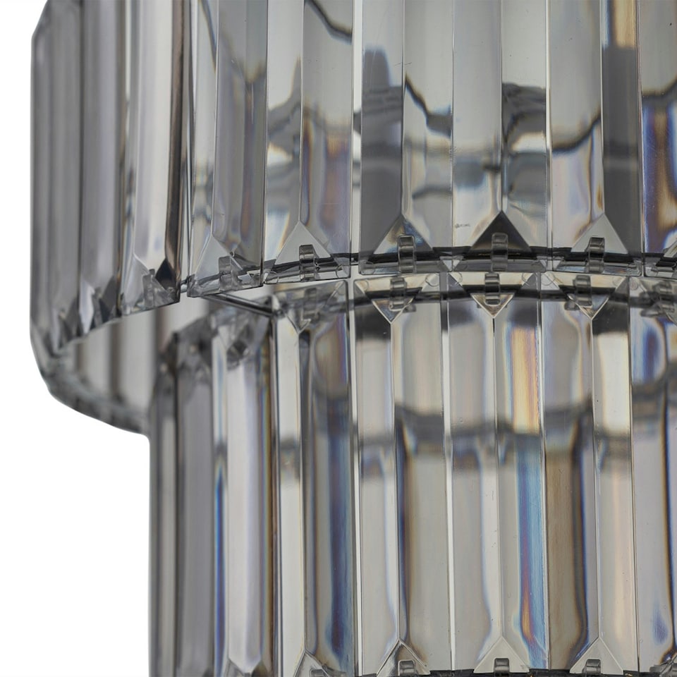 image 1 of First Choice Lighting Set of 2 Clint Smoked Acrylic Crystal Two Tier Easy Fit Pendant Shades Clear | Chrome