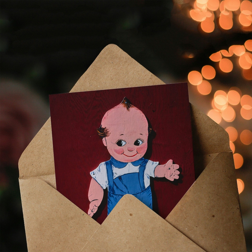 image 1 of John Margolies Art Card Retro Kewpie Boy Deer Acres Fun Park Photo