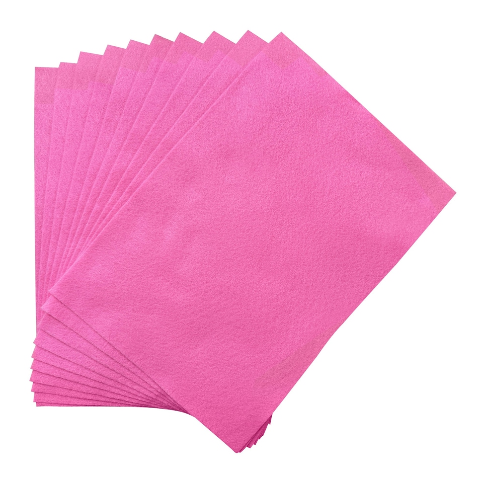 image 1 of Pack of 10 A4 Coloured Felt 180gsm Sheets Pink | Pink | A4