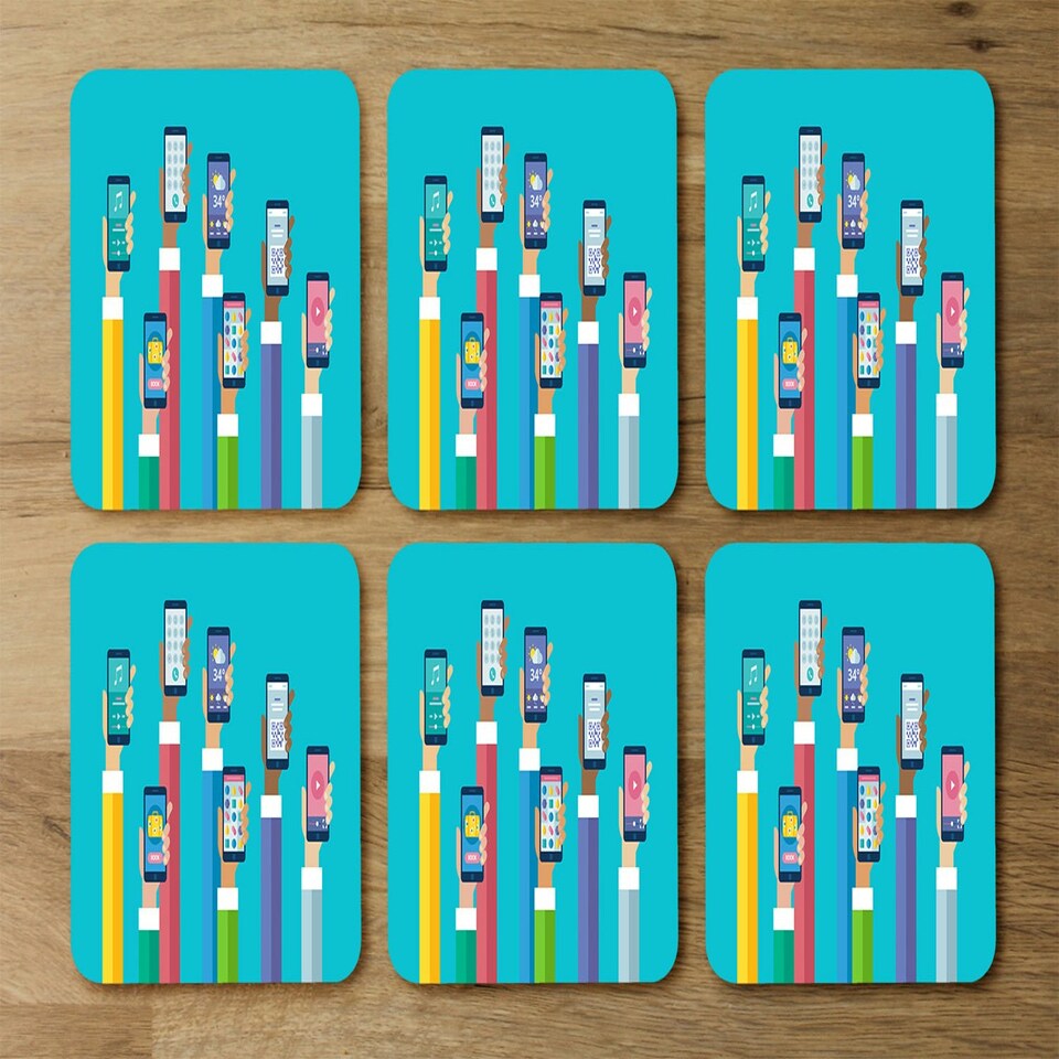 image 1 of Hands holding smart phones (Coaster)