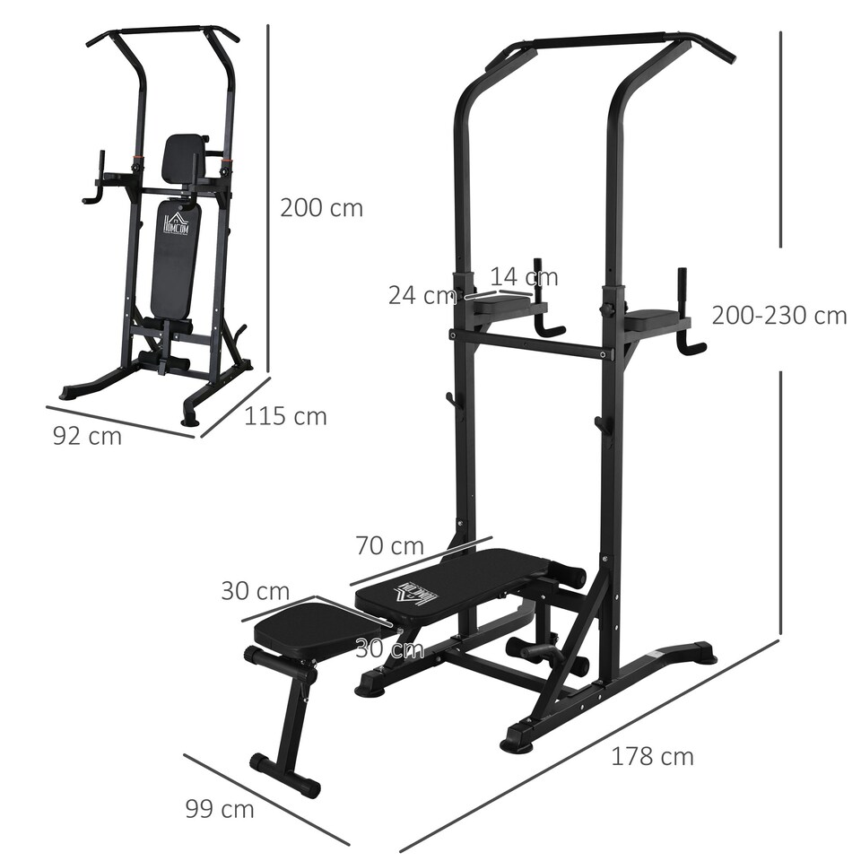 image 1 of HOMCOM Adjustable&Folded Dip Stands Multi-Function Pull-ups Sit-ups Fitness tool