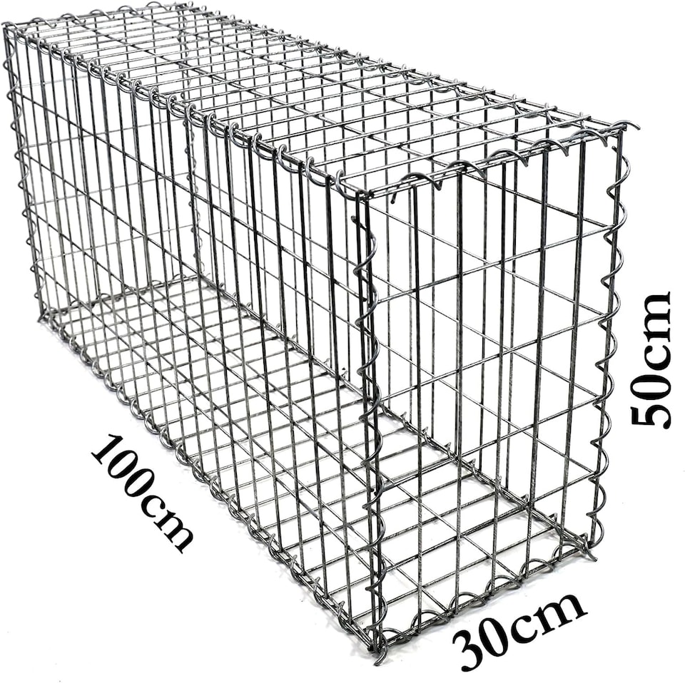 image 1 of Actiasgear Heavy Duty Galfan Coated Gabion Baskets – Retaining Wall & Garden Wire Stone Cages – Easy Assembly with Helical – Multiple Options Available (100cm x 50cm x 30cm)