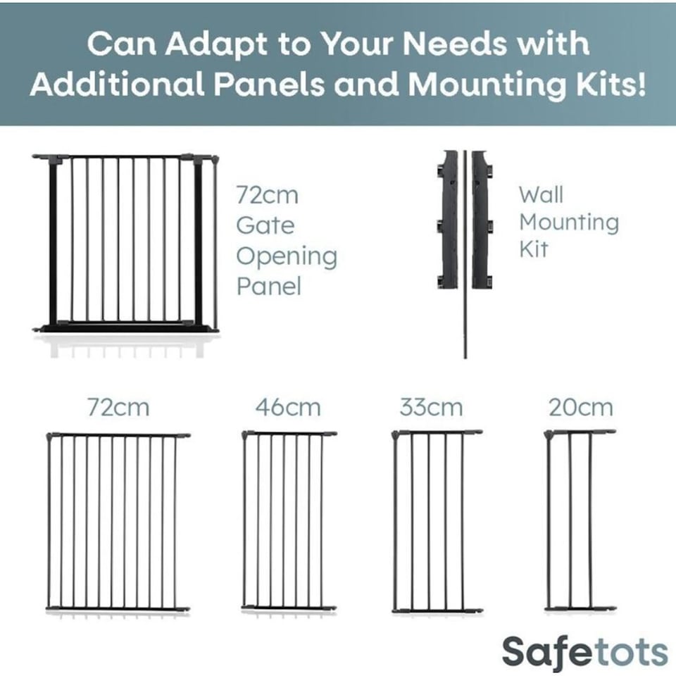 image 1 of Safetots Solution for Up and Down Staircases, White, Multi Panels, up to 122cm, and, Screw Fit Gate, 67cm - 105.5cm