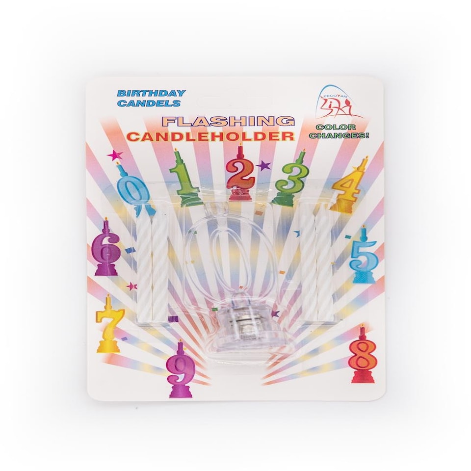 image 1 of Birthday Candle Number 0 Flashing Colour Changing with 4 Candle Clear
