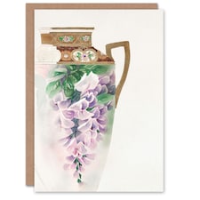 Noritake Factory Japanese Art Card Vintage Floral Design For Ewer