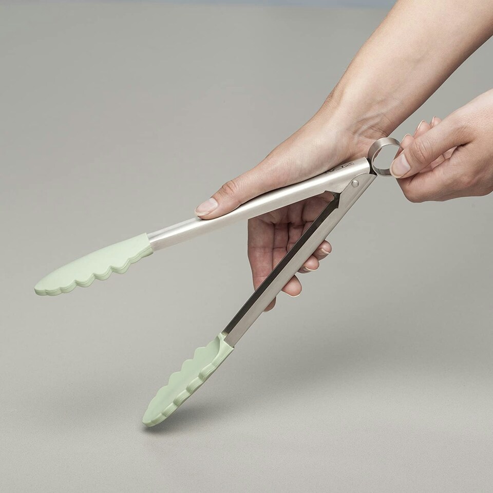 image 1 of Zeal Silicone Cooking Tongs, 25cm, Sage Green
