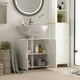 image 10 of kleankin Bathroom Pedestal Under Sink Cabinet with Adjustable Shelf, White White | White