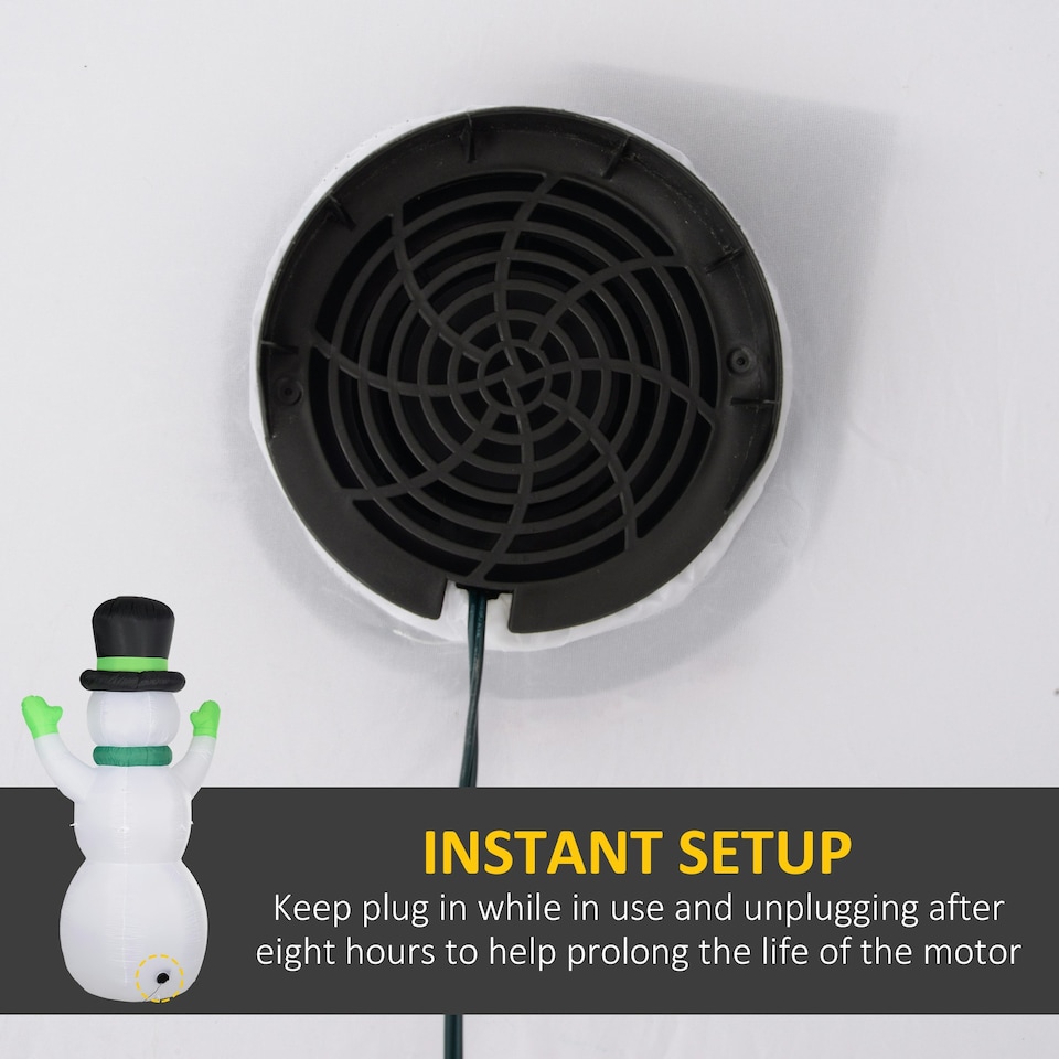 image 1 of Outsunny 10ft Inflatable Snowman w/ Black Hat, Green Scarf for Garden Yard