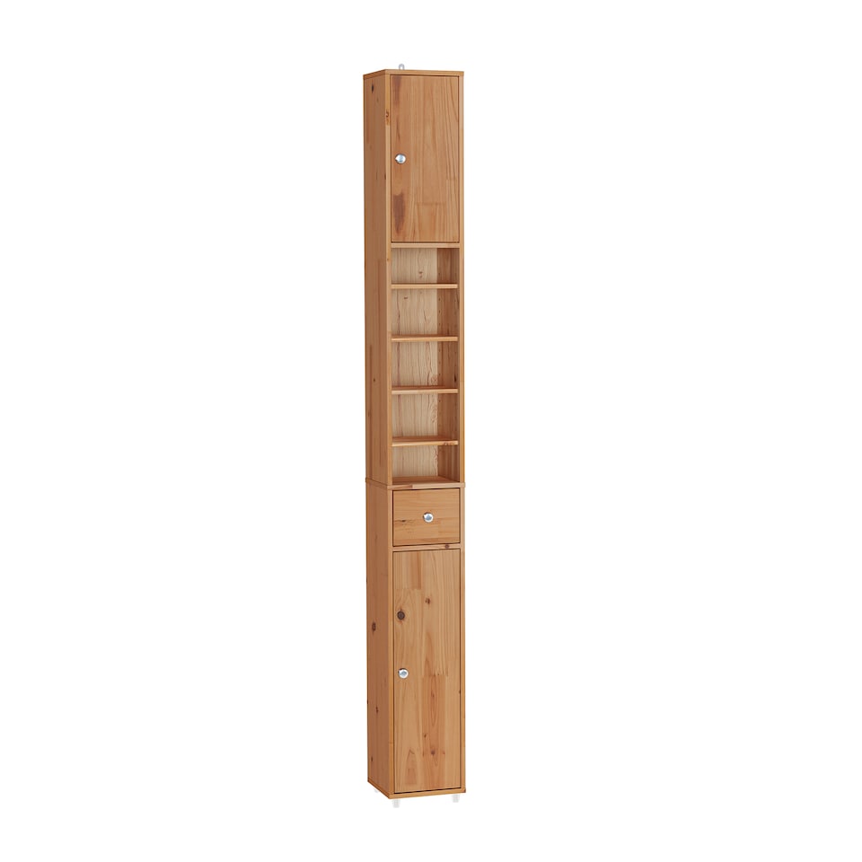 image 1 of SoBuy BZR34-II-SH,Tall Bathroom Storage Cabinet with 4 Adjustable Shelves and 1 Drawer | Brown | Hellbraun | 1
