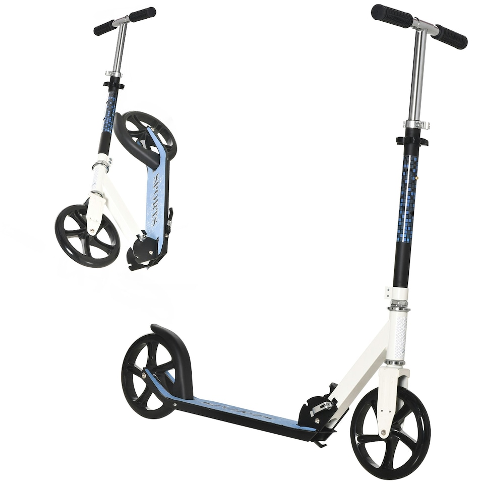 image 1 of HOMCOM Kick Scooter Commuter Adjustable Height Wheels Foldable Aluminium White