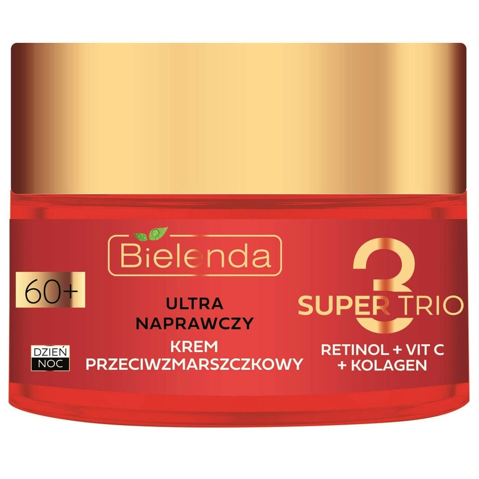 image 1 of Bielenda Super Trio Retinol + Vit C + Collagen Ultra Repairing Anti-Wrinkle 60+ Cream 50ml