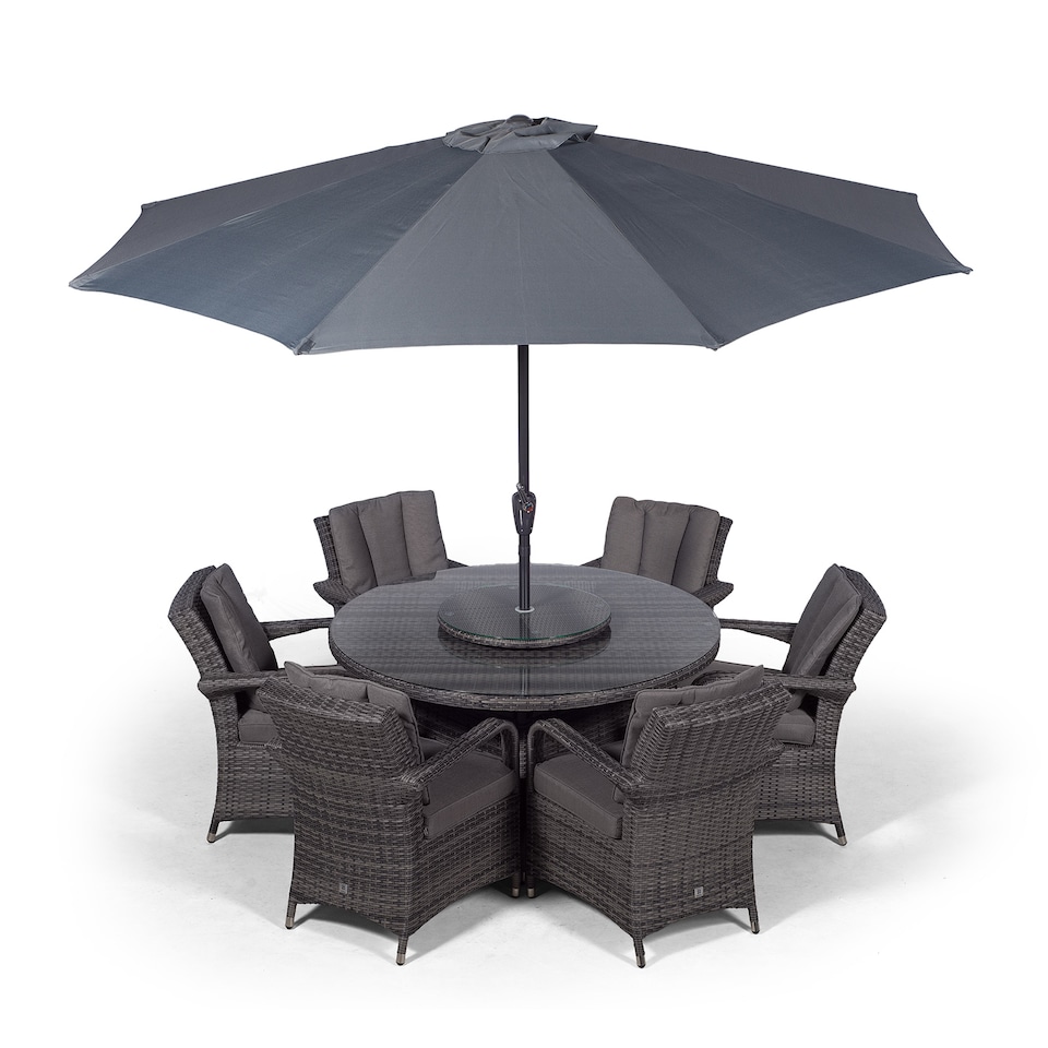 image 1 of Arizona Round 6 Seater Rattan Patio Dining Set | Grey | Grey