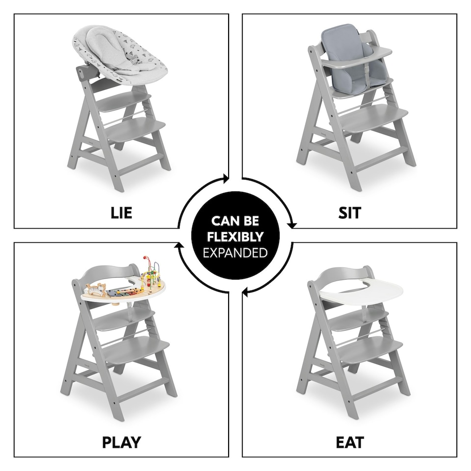 image 1 of Hauck Alpha+ Wooden Highchair - Grey