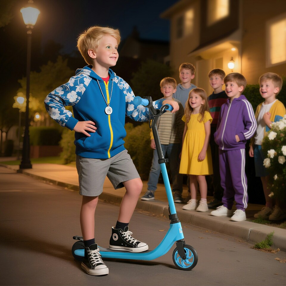 image 1 of HOMCOM 120W Electric Scooter w/ Rear Break - Blue