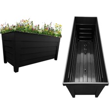 Black 2 Grosvenor Troughs Flower Planters 55cm Long For Office, Home, Gardens, Decking & Patios