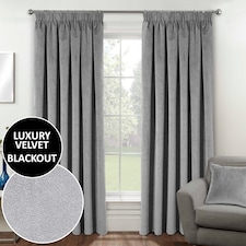Luxury Enhanced Living Grey Velvet, Supersoft, Blackout, Thermal Curtains with Tape Top (PAIR) - 90 x 72 inch (229x183cm)