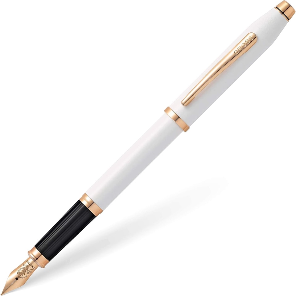 image 1 of Cross Century II Pearlescent White Lacquer Fountain Pen | Luxury Rose Gold Fountain Pen with Fine Nib | Gift Boxed Executive Writing Pen