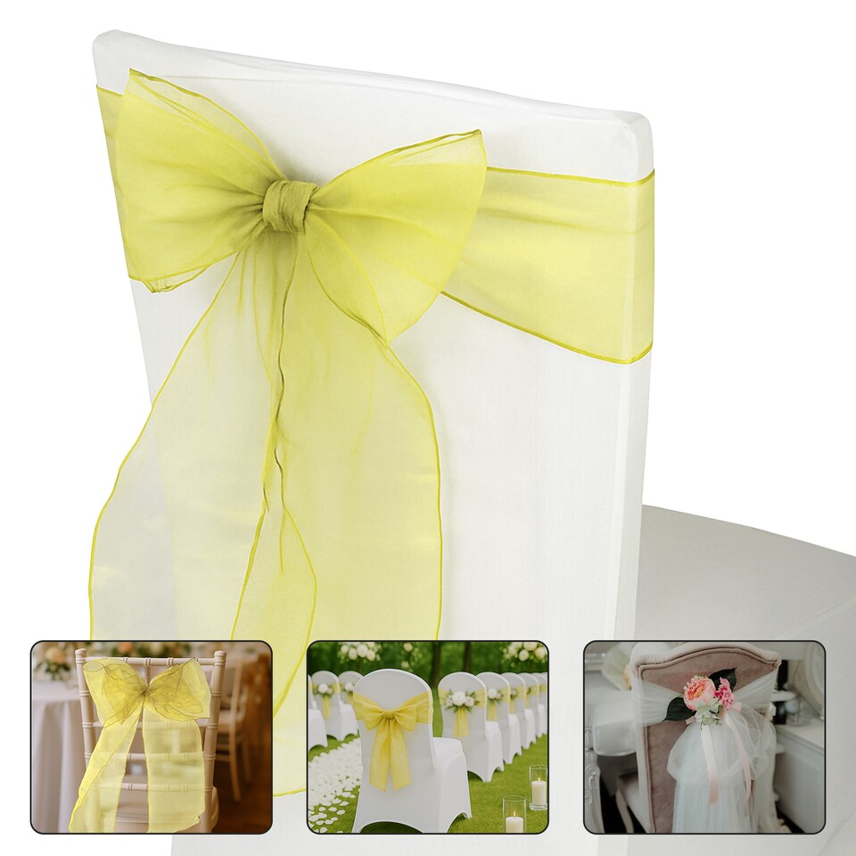 image 1 of 17 x 280cm Organza Chair Sashes, Sheer Sash Ties - 1pc