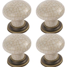4 PACK - Porcelain Mushroom Cupboard Door Knob 36mm Dia - Florentine Bronze & Ivory Glaze