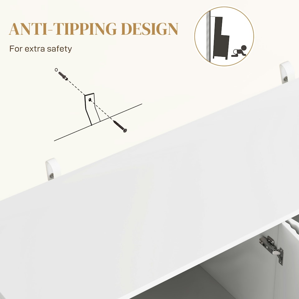 image 1 of HOMCOM Sideboard Buffet Cabinet with Adjustable Shelves, White | Multi