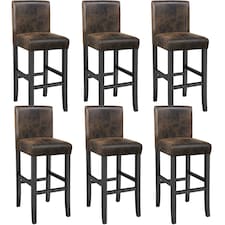 Bar Stools with a padded backrest and faux leather cover | Brown | antique brown | 41 x 40 x 107 cm | 6