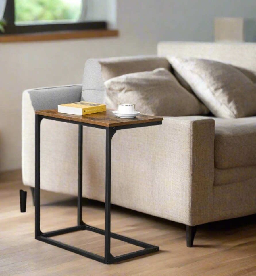 image 1 of Modcraft Small Laptop Side Table and Rustic Brown & Black Industrial Sofa or Bed Desk with Steel Frame