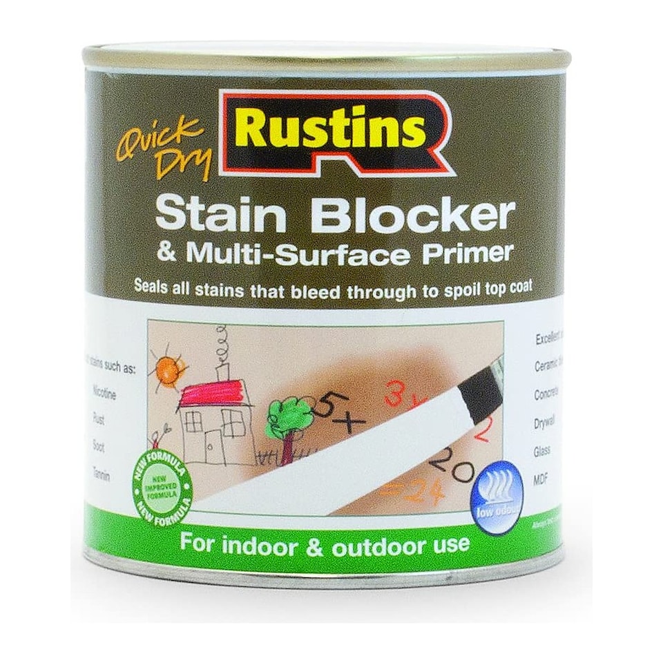 image 1 of Rustins Stain Blocker & Multi-Surface Primer 250ml - SBMP250 - Ideal for Wood and Other Surfaces