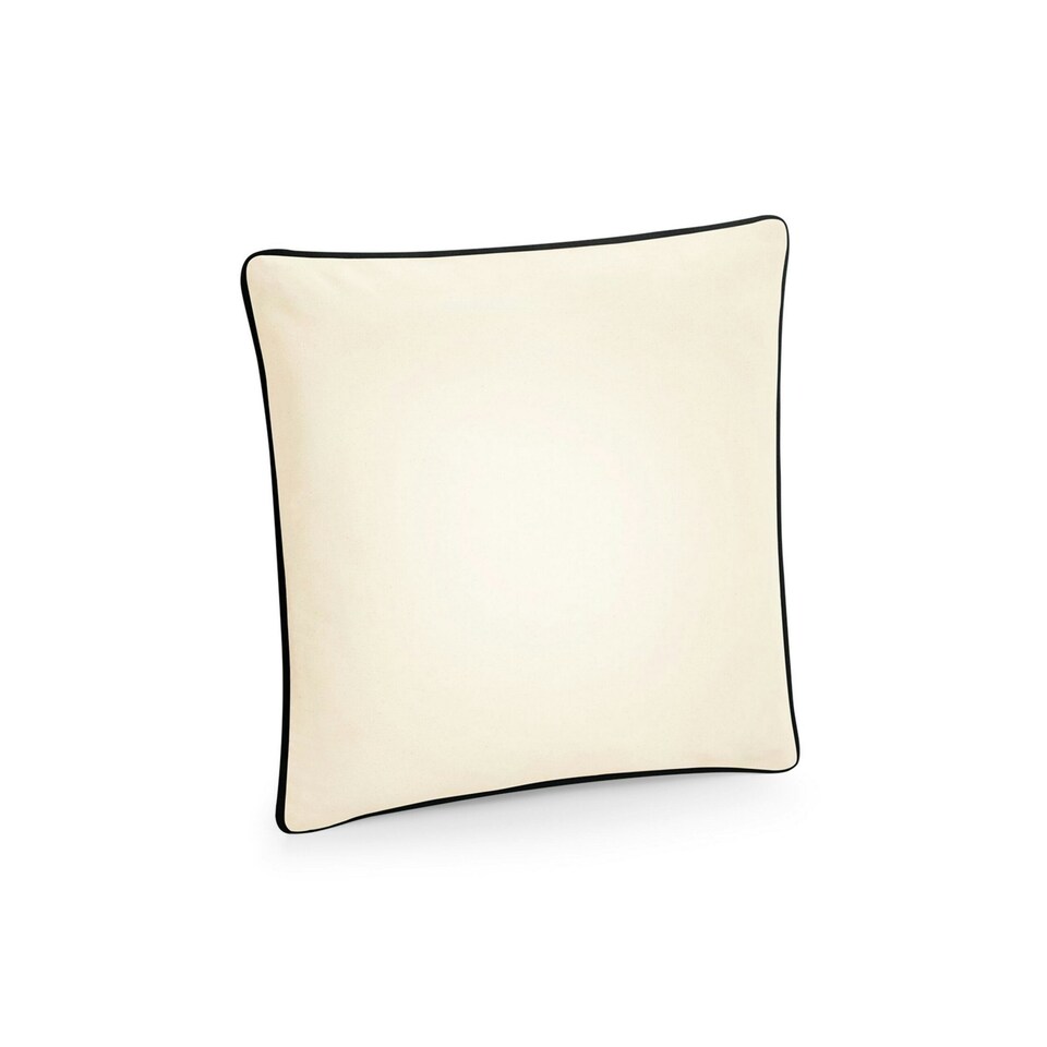 image 1 of Westford Mill Fairtrade Cotton Piped Cushion Cover - Natural/Black - 40cm x 40cm x 18cm