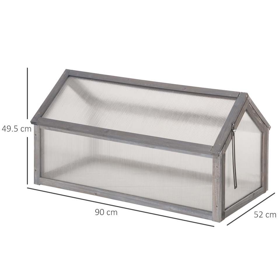 image 1 of Outsunny Wooden Cold Frame Greenhouse Garden Polycarbonate Grow House, Grey
