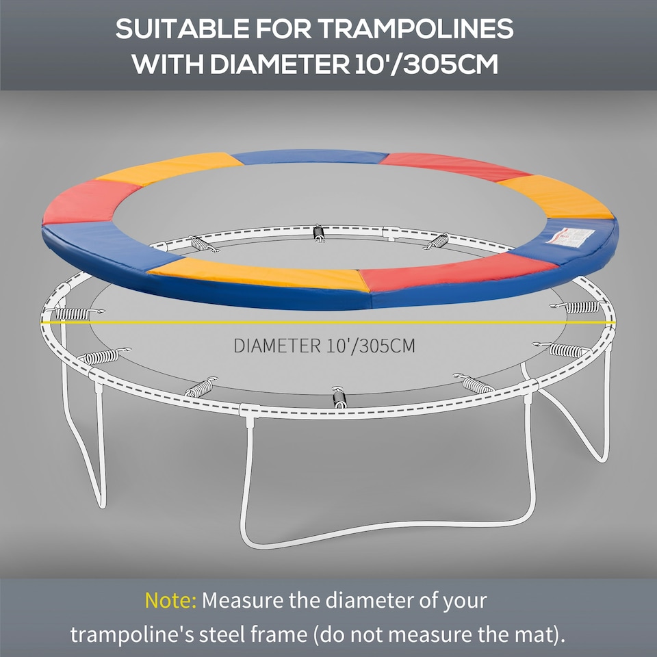image 1 of HOMCOM 10ft Trampoline Accessories Surround Pad Spring Cover Padding Blue
