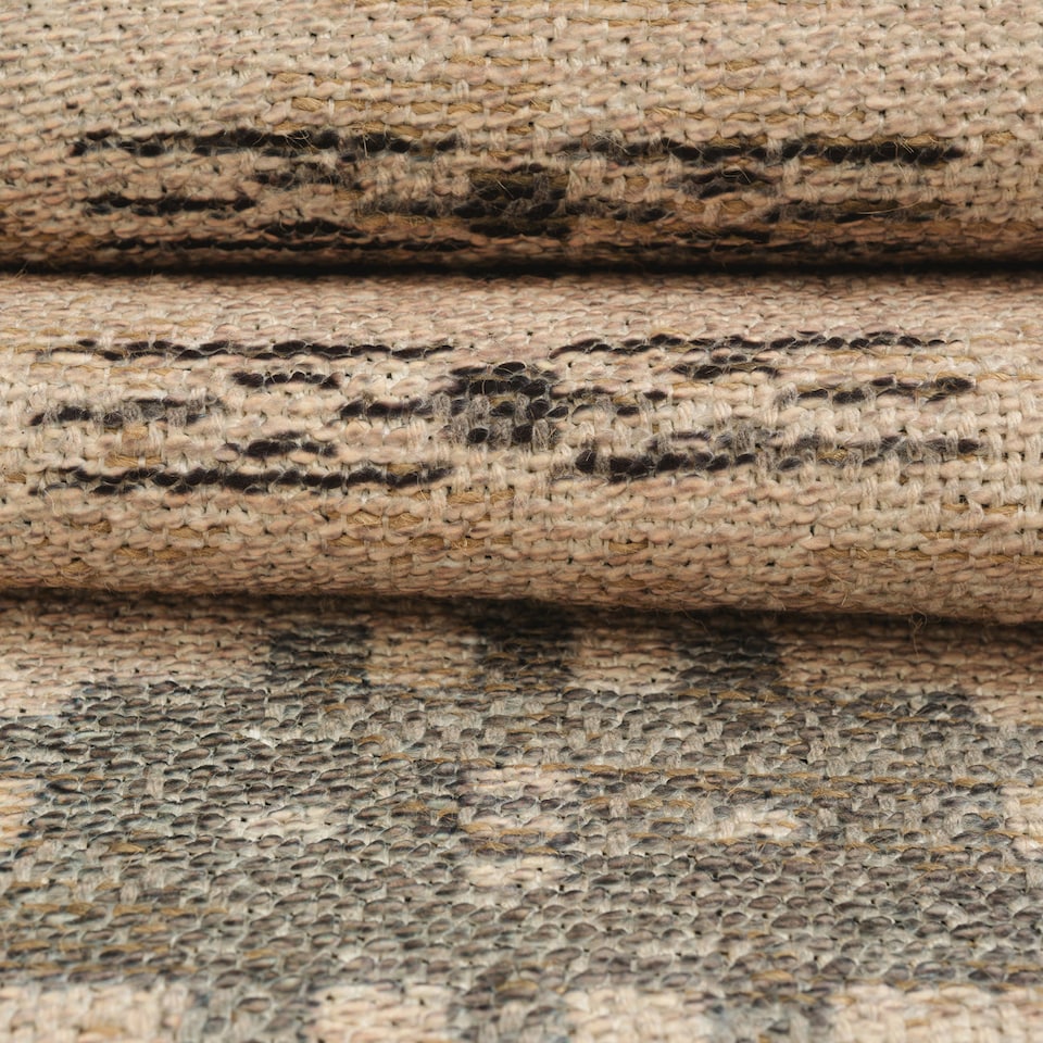 image 1 of KUKOON Beige Green Washable Jute Style Distressed Aztec Living Room Area Rug 160cm x 230cm