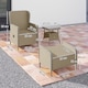 image 5 of Outsunny 5 Piece Rattan Garden Furniture Set with Recliner Chairs, Wicker Patio Conversation Set with Footstools, 2-Tier Glass Top Coffee Table, Cushions for Outdoor, Balcony, Porch, Light Grey