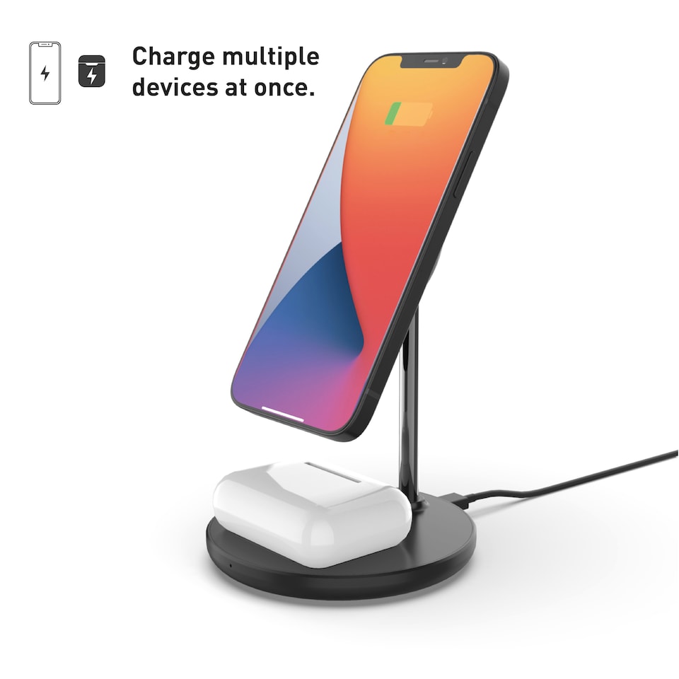 image 1 of SilverLabel 2 in 1 Wireless Charging Stand Black