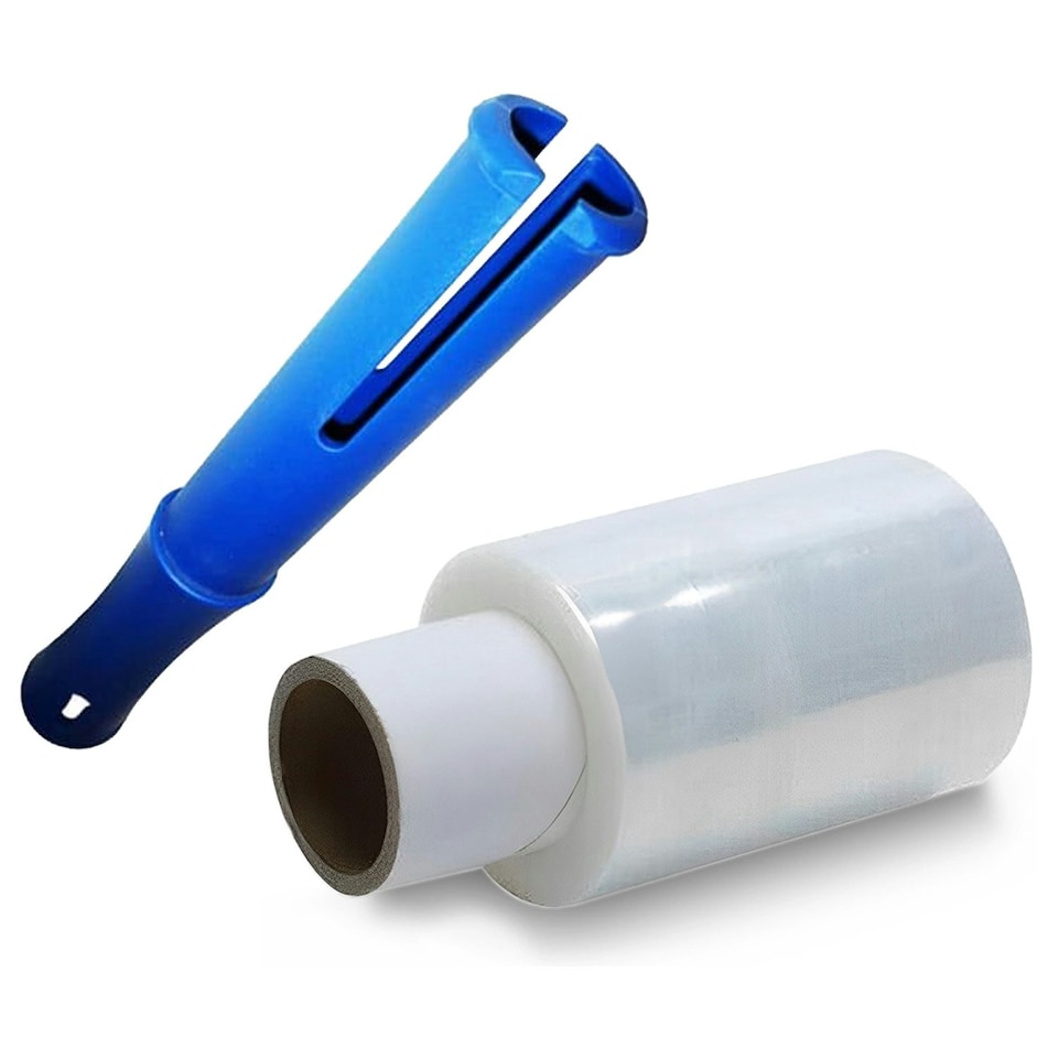 image 1 of 1 x Mini Handy Size Clear Shrink Wrap Roll With Plastic Dispenser