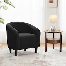 Yaheetech Fabric Club Chair Upholstered Accent Barrel Chair Black