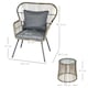 image 7 of Outsunny 3 PCS Webbed PE Rattan Outdoor Patio Set w/ Cushions Steel Frame Grey