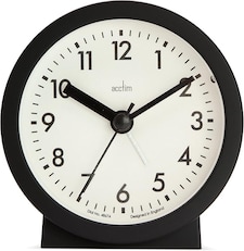 Acctim Gaby Small Analogue Contemporary Bedside Alarm Clock | Black | Black