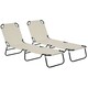 image 1 of Outsunny 2 Piece Reclining Chaise Lounge with 5-Level Adjustable Backrest Cream