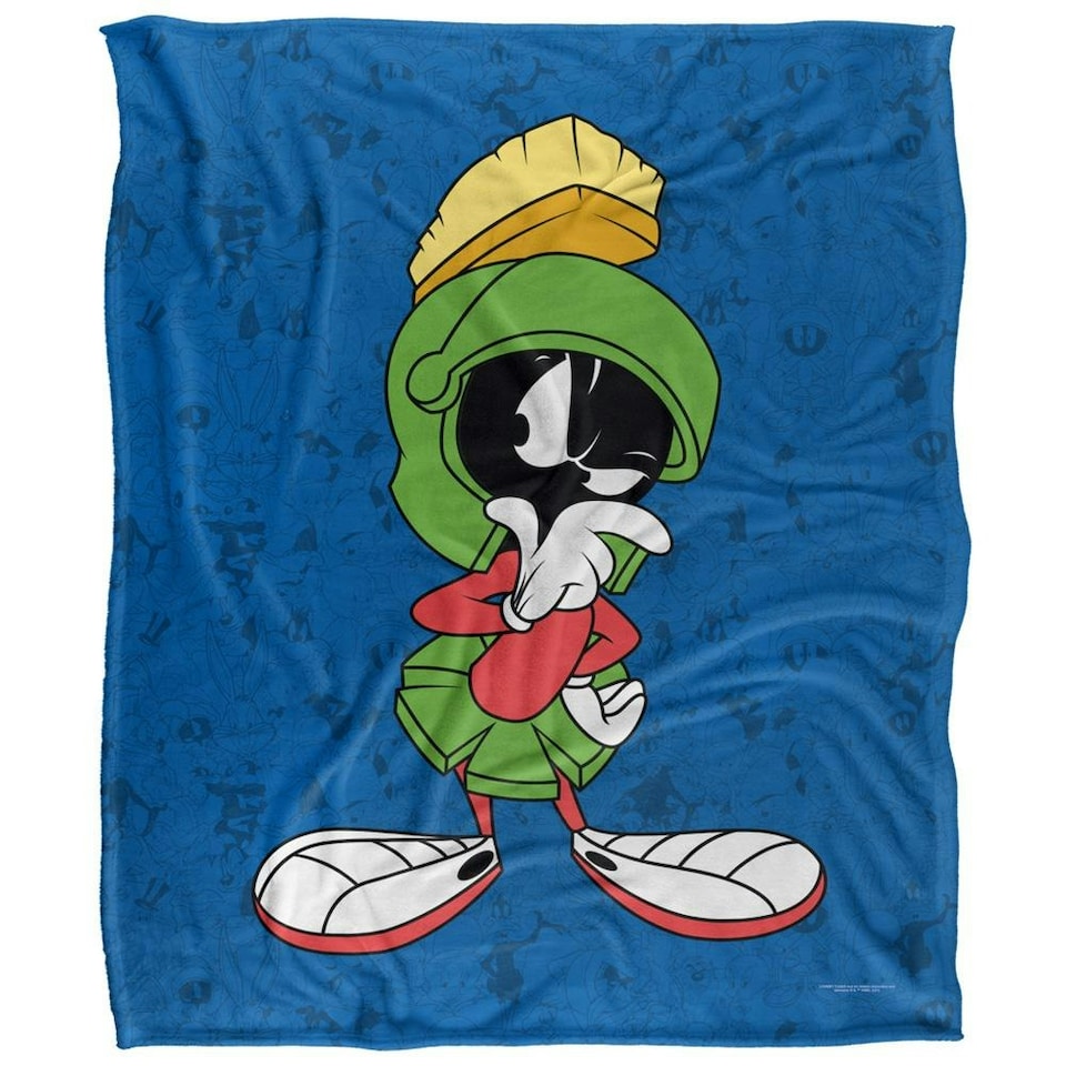 image 1 of Looney Tunes Character Collage Marvin The Martian Blanket - Multicoloured - One Size