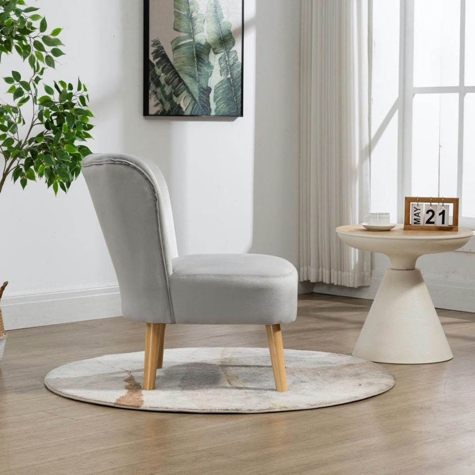 image 1 of Arezza Velvet Accent Chair - Silver