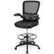 image 3 of COSTWAY High Back Mesh Drafting Chair Tall Office Chair Black