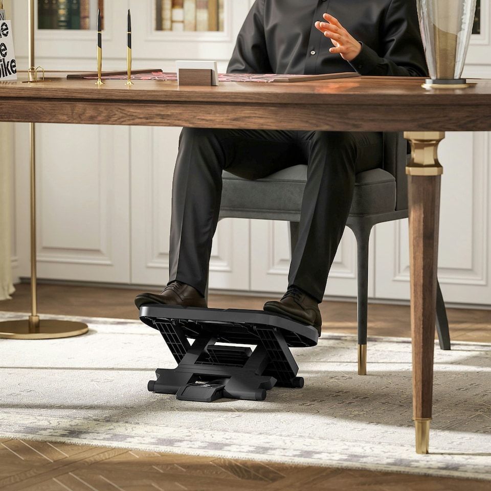 image 1 of HOMCOM Adjustable Under-Desk Footrest Height Angle Tilt Anti-Slip, Grey 