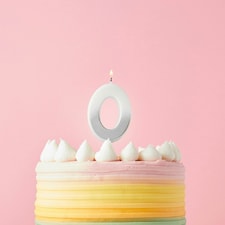 Silver Ombre Number '0' Celebration Candle