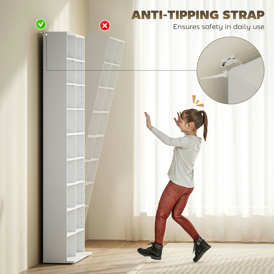 image 1 of HOMCOM CD Storage Unit DVD Storage Tower with Compartments