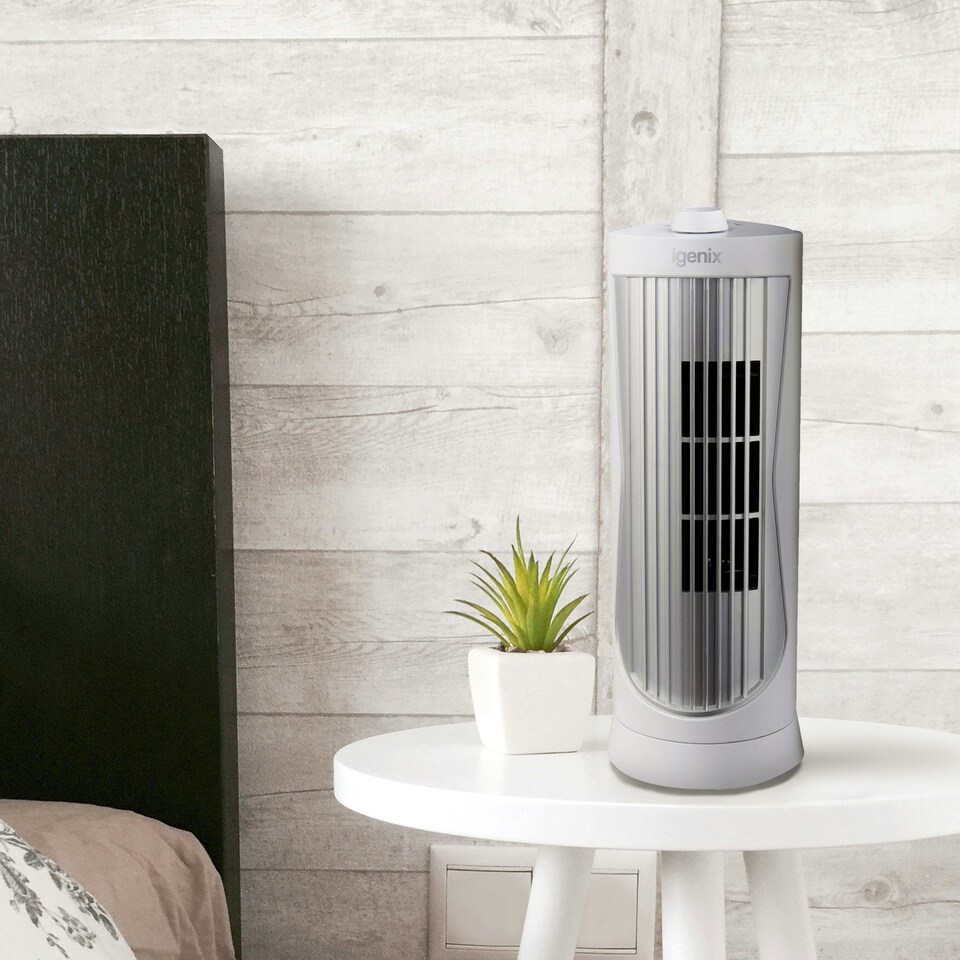 image 1 of Igenix Mini Tower Fan, Oscillating, 12 Inch, White, DF0020WH