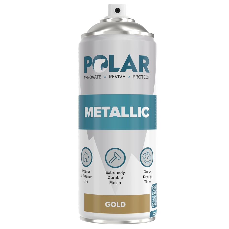 image 1 of Polar Metallic Spray Paint Quick Drying Durable Multi Surface | Gold | Gold | 400 ml | 1