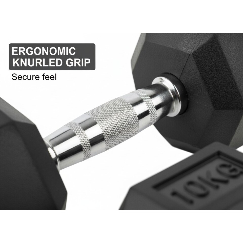 image 1 of Hex Dumbbells 25kg Weight Set 12.5kg Pair Rubber Coated Weights