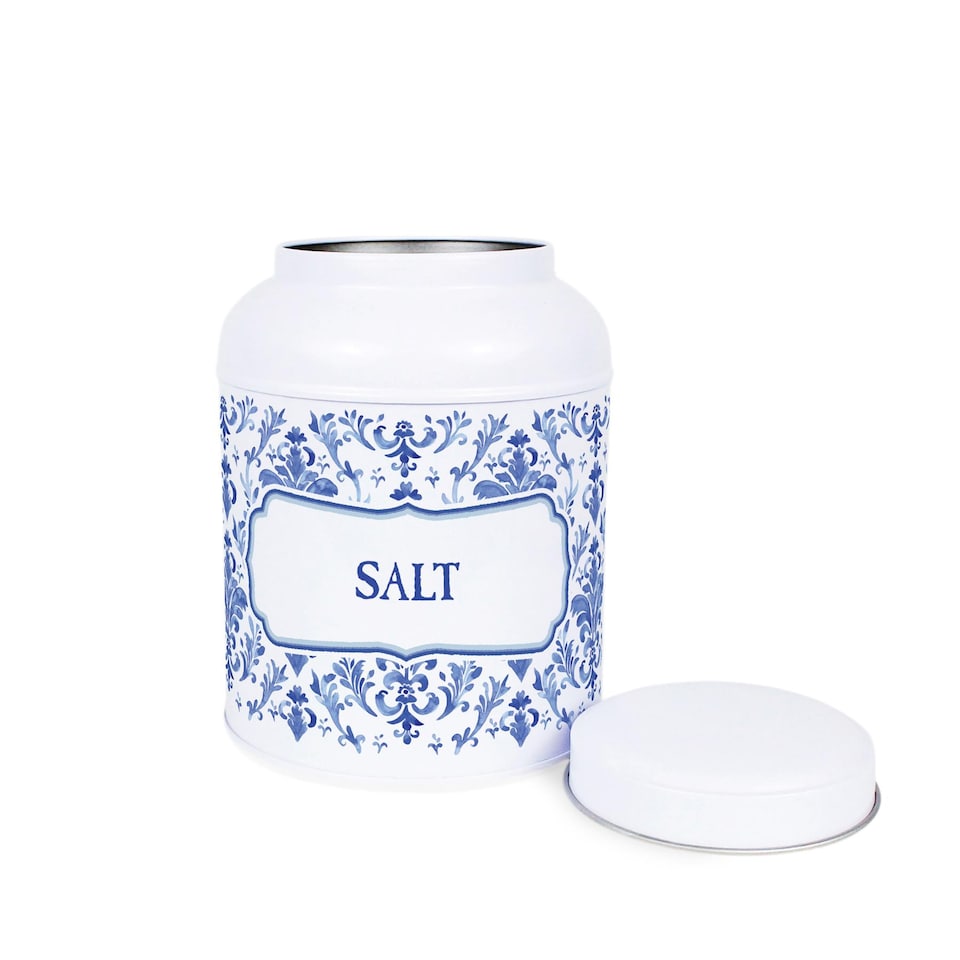 image 1 of Oriental Ink Salt Canister - Small Domed Lid Kitchen Storage Jar