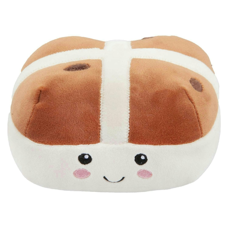 image 1 of Hot Cross Bun Soft Toy Food Themed Cute Plush Cuddly Fluffy 16cm Multi-Coloured